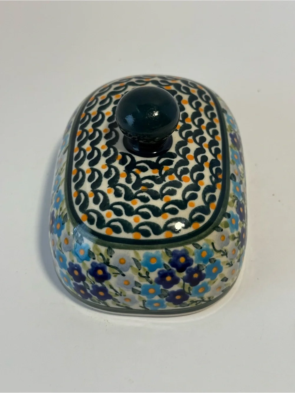 Polish Pottery Replacement Lid 1393 Unikat Heart to Heart Art-118 Signed⁠